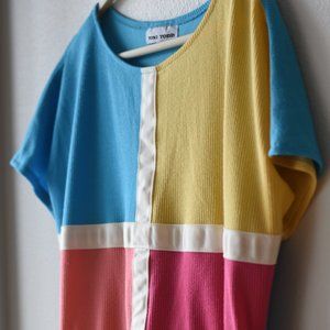 Toni Todd vintage color block/striped bright colorful spring/summer dress midi